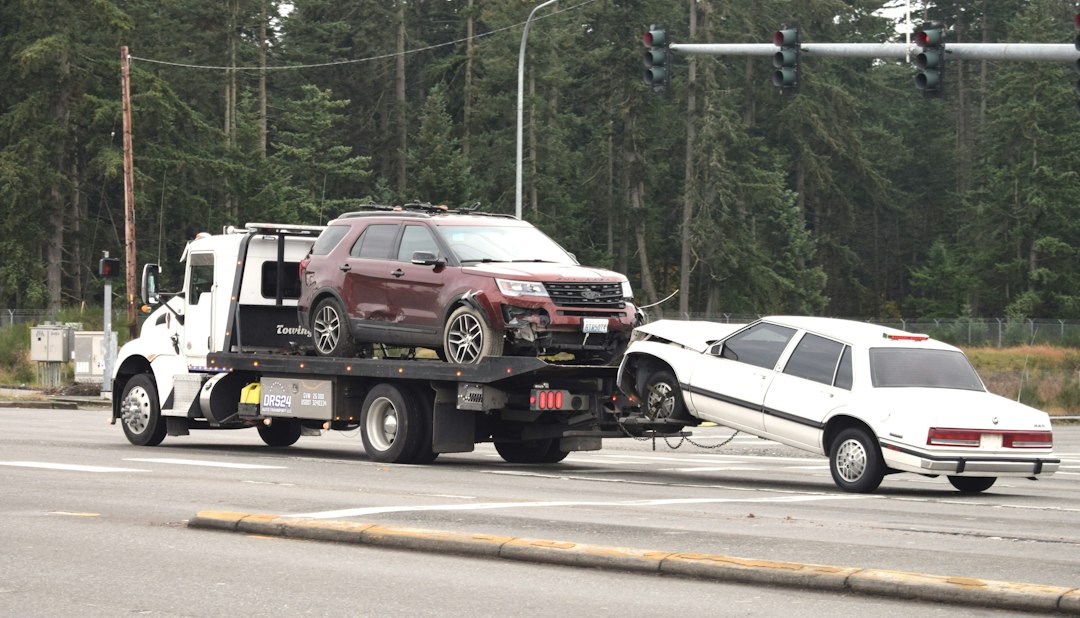 Tow truck providing roadside assistance